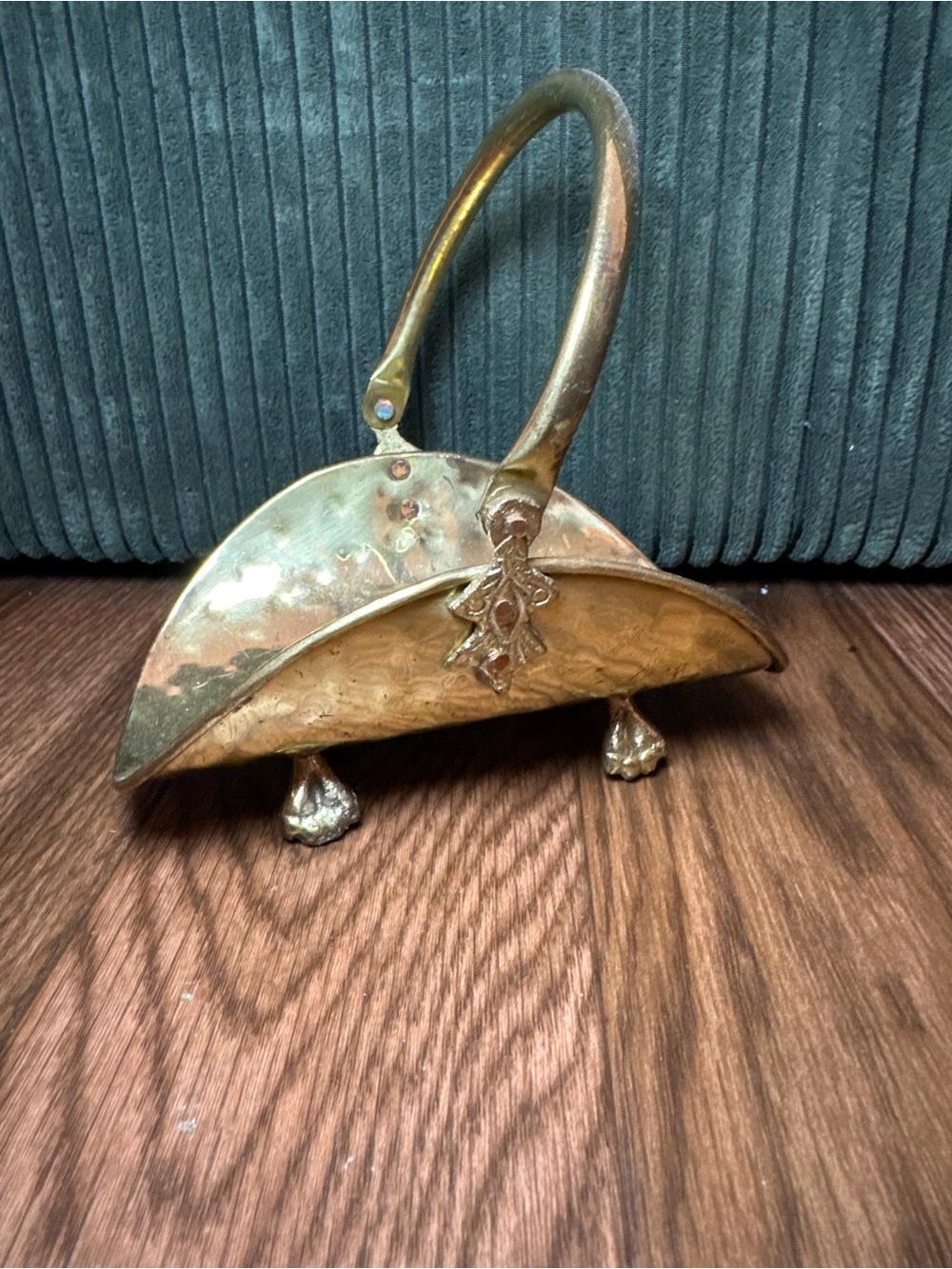 Small Brass Hammered Log Basket